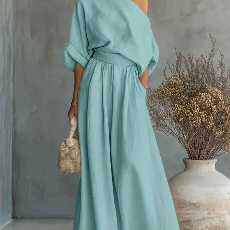 Thessaly | Women's Two Piece Set with Off Shoulder Design | Effortless Style for Warm Days 7