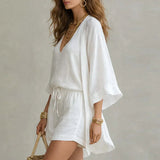 Three Piece Outfit | V-Neck Summer Set | Versatile Comfortable Ensemble 1