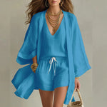 Three Piece Outfit | V-Neck Summer Set | Versatile Comfortable Ensemble 3