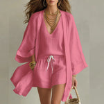 Three Piece Outfit | V-Neck Summer Set | Versatile Comfortable Ensemble 5