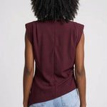 Top | Fitted Drapery Round Neck Sleeveless Blouse | Elegant Sophisticated 3
