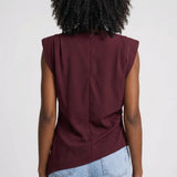 Top | Fitted Drapery Round Neck Sleeveless Blouse | Elegant Sophisticated 3