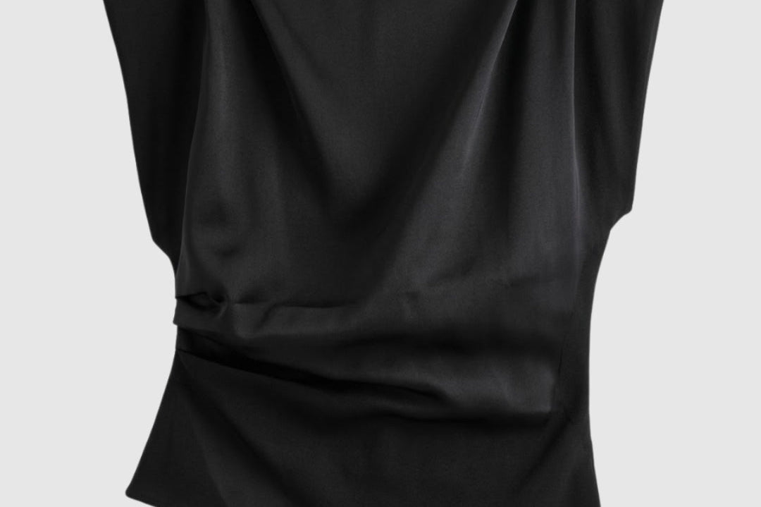 Top | Fitted Drapery Round Neck Sleeveless Blouse | Elegant Sophisticated 4