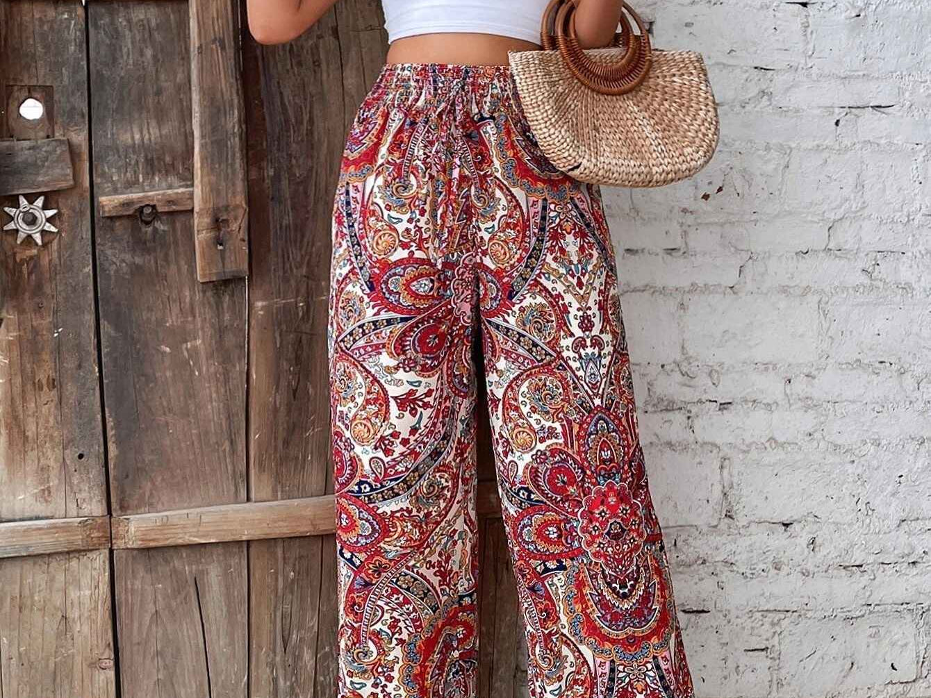 Trousers | Bohemian Wide-Legged Pants | Stylish Ankle-Length | Comfortable and Versatile 4