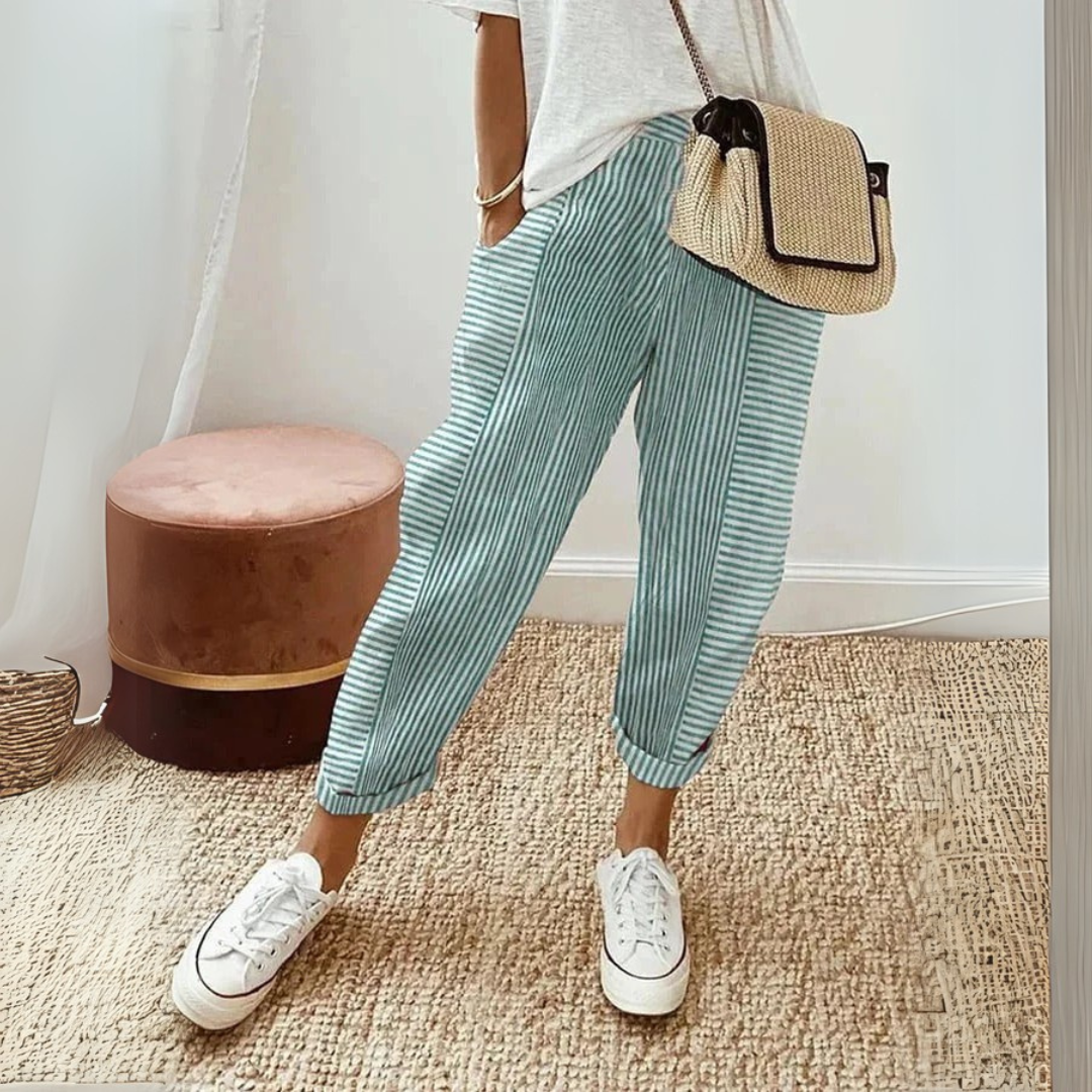 Trousers | Stripe Design | Comfortable High Waist Pants | Stylish and Functional 2
