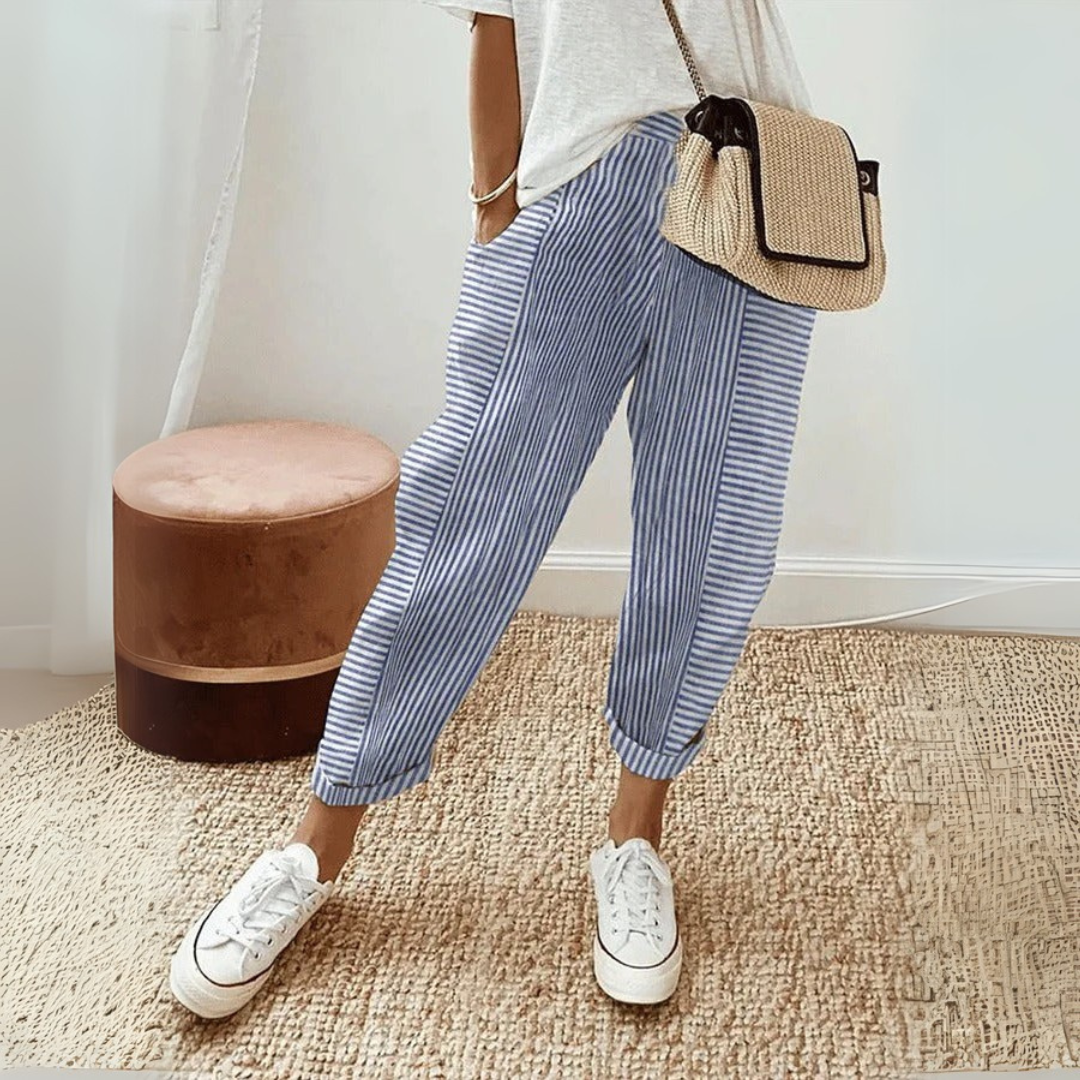 Trousers | Stripe Design | Comfortable High Waist Pants | Stylish and Functional 3