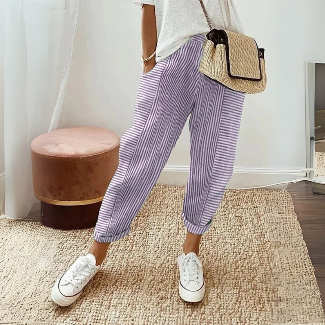 Trousers | Stripe Design | Comfortable High Waist Pants | Stylish and Functional 4