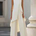Two-Piece Set | Elegant High Neck Sleeveless Summer Top with Wide-Leg Pants 1
