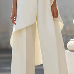 Two-Piece Set | Elegant High Neck Sleeveless Summer Top with Wide-Leg Pants 6