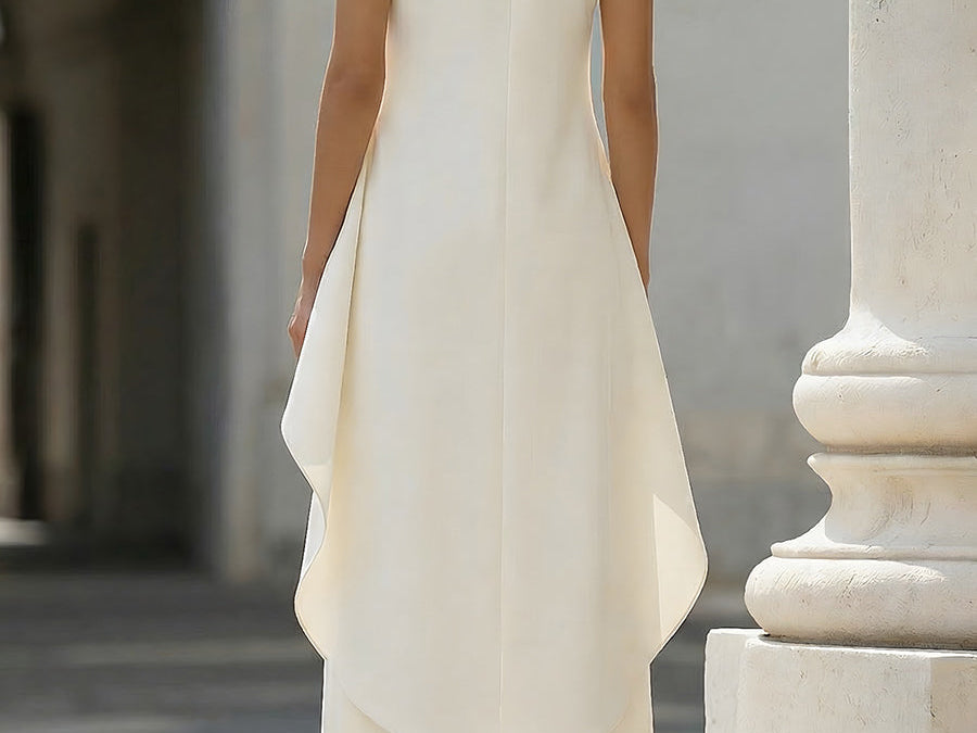 Two-Piece Set | Elegant High Neck Sleeveless Summer Top with Wide-Leg Pants 7