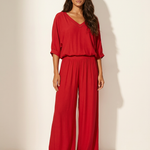 Two-Piece Set | Elegant V-Neck Top with Wide Trousers 11