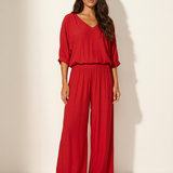 Two-Piece Set | Elegant V-Neck Top with Wide Trousers 11