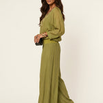 Two-Piece Set | Elegant V-Neck Top with Wide Trousers 3