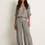 Two-Piece Set | Elegant V-Neck Top with Wide Trousers 4