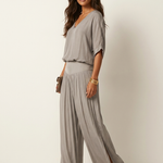 Two-Piece Set | Elegant V-Neck Top with Wide Trousers 5