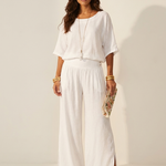 Two-Piece Set | Elegant V-Neck Top with Wide Trousers 6