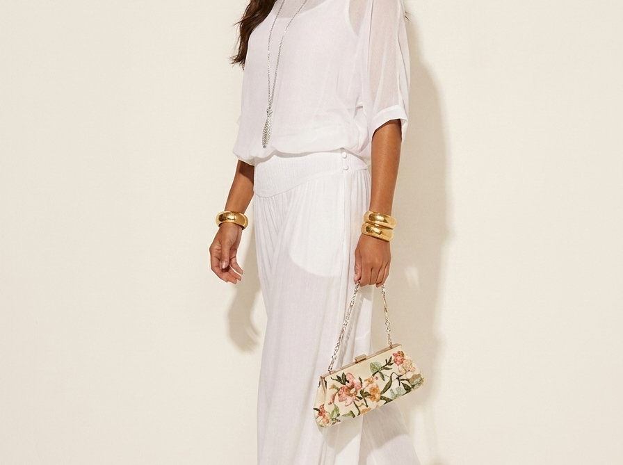 Two-Piece Set | Elegant V-Neck Top with Wide Trousers 7