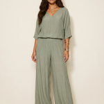 Two-Piece Set | Elegant V-Neck Top with Wide Trousers 8