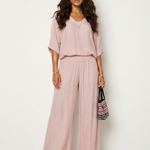 Two-Piece Set | Elegant V-Neck Top with Wide Trousers 9