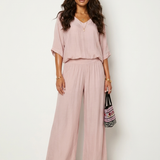 Two-Piece Set | Elegant V-Neck Top with Wide Trousers 9
