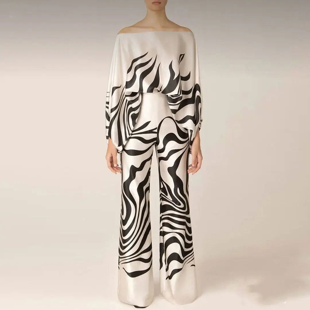 Two Piece Set | Abstract Print Summer Outfit | Elegant Chic Style 1