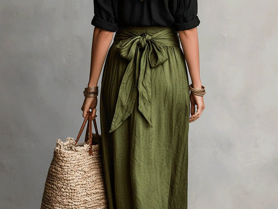Two Piece Set | Elegant High-Waisted Midi Skirt and Button-Down Blouse Matching Set 2