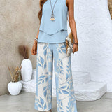 Two Piece Set | Elegant Wide-Leg Pants Summer Outfit 0