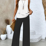 Two Piece Set | Elegant Wide-Leg Pants Summer Outfit 1