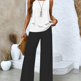 Two Piece Set | Elegant Wide-Leg Pants Summer Outfit 1