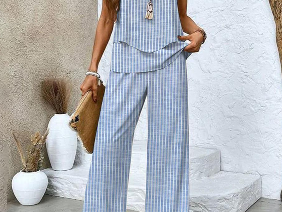 Two Piece Set | Elegant Wide-Leg Pants Summer Outfit 4