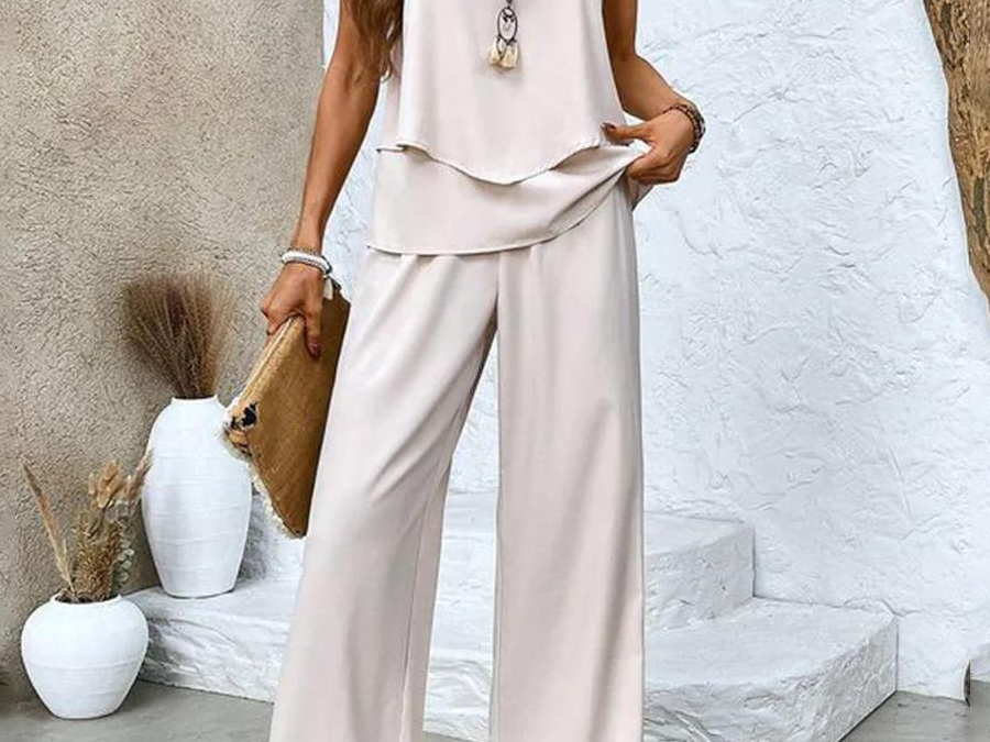 Two Piece Set | Elegant Wide-Leg Pants Summer Outfit 5
