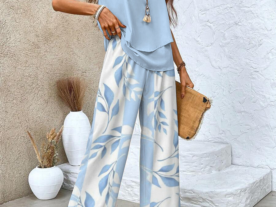 Two Piece Set | Elegant Wide-Leg Pants Summer Outfit 6