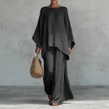 Two Piece Set | Modern Asymmetrical Top and Wide Leg Pants | Elegant Comfortable Design 2