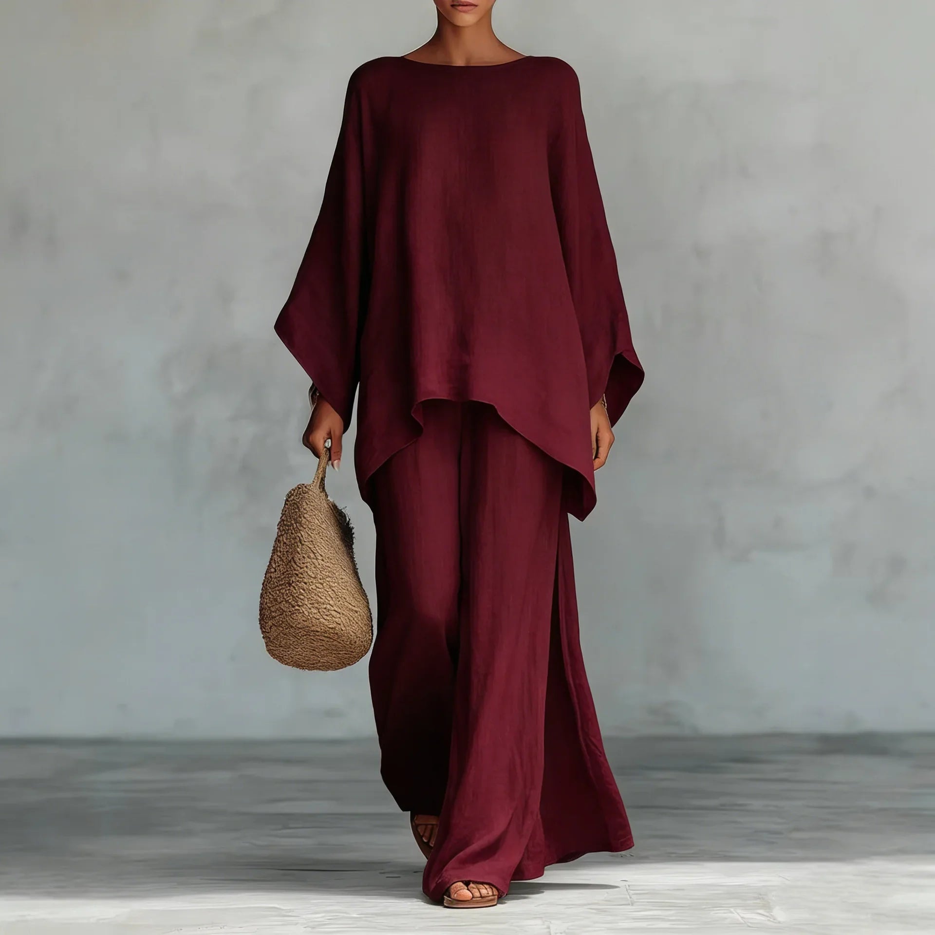 Two Piece Set | Modern Asymmetrical Top and Wide Leg Pants | Elegant Comfortable Design 3