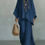 Two Piece Set | Modern Asymmetrical Top and Wide Leg Pants | Elegant Comfortable Design 5