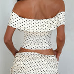 Two Piece Set | Off Shoulder Crop Top with Polka Dot Maxi Skirt 2