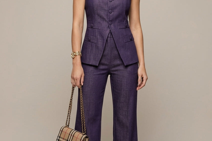 Two Piece Set | Structured Sleeveless Top and Wide Leg Trousers | Sophisticated Matching Set for Versatile Styling 0