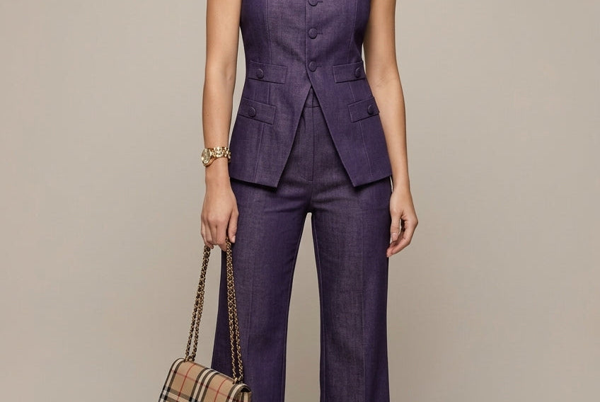 Two Piece Set | Structured Sleeveless Top and Wide Leg Trousers | Sophisticated Matching Set for Versatile Styling 0