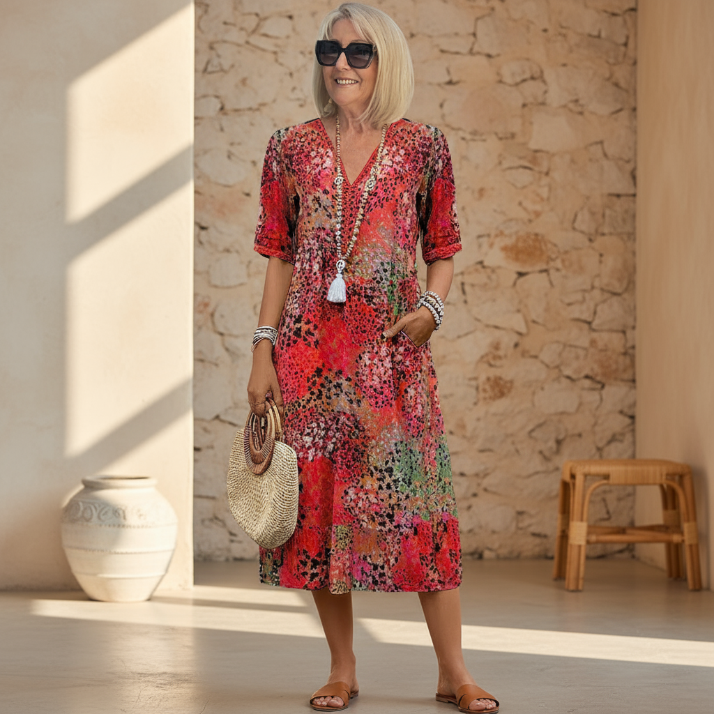 Vanessa Collection | Women's Midi Dress with Relaxed Fit & Pockets | Effortless Style for Any Occasion 0