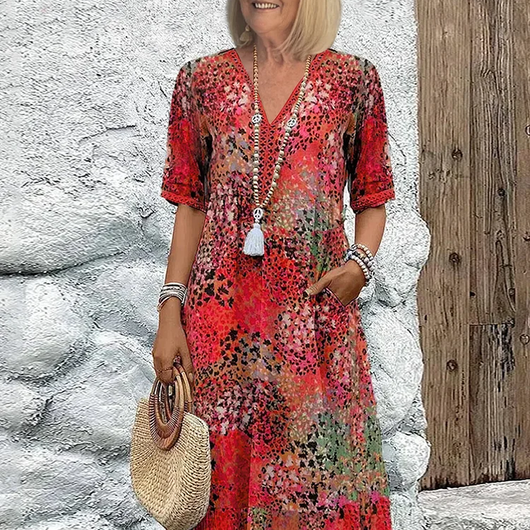 Vanessa Collection | Women's Midi Dress with Relaxed Fit & Pockets | Effortless Style for Any Occasion 1