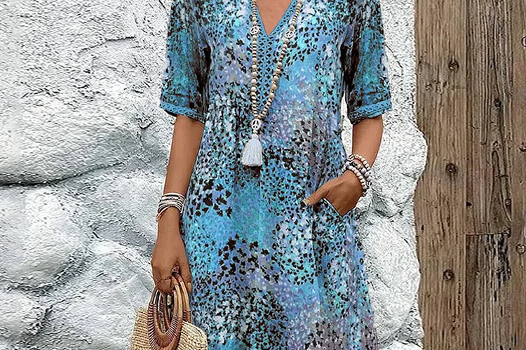 Vanessa Collection | Women's Midi Dress with Relaxed Fit & Pockets | Effortless Style for Any Occasion 2