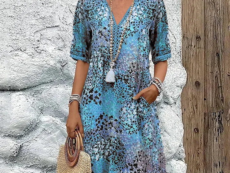 Vanessa Collection | Women's Midi Dress with Relaxed Fit & Pockets | Effortless Style for Any Occasion 2