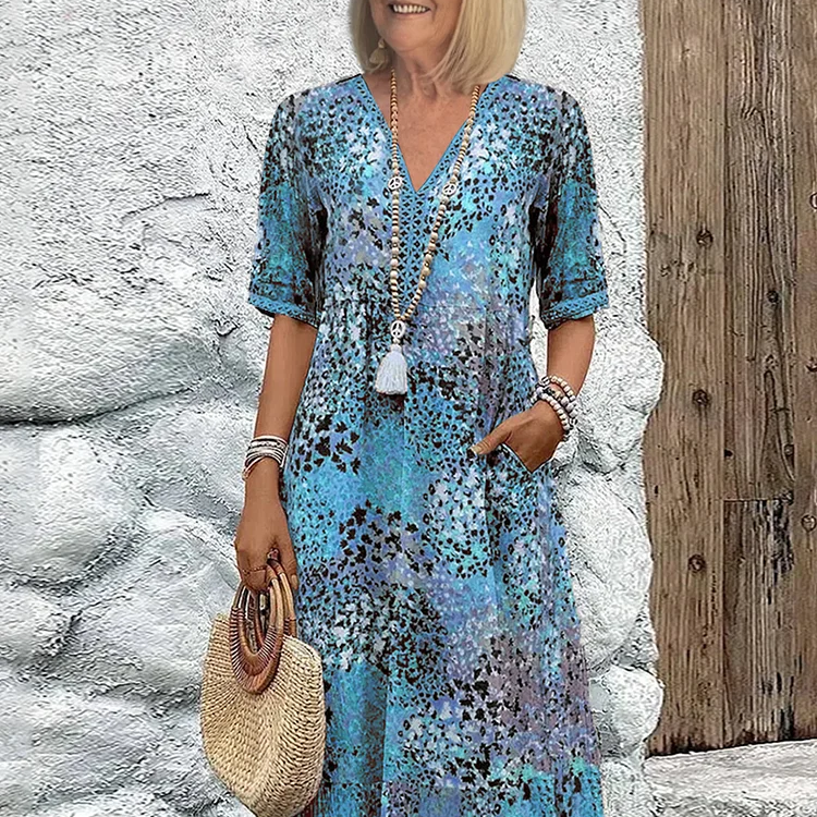 Vanessa Collection | Women's Midi Dress with Relaxed Fit & Pockets | Effortless Style for Any Occasion 2