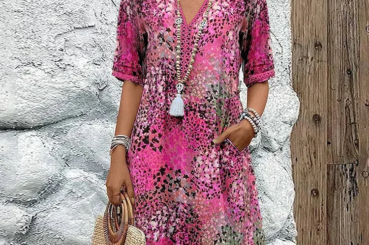 Vanessa Collection | Women's Midi Dress with Relaxed Fit & Pockets | Effortless Style for Any Occasion 3