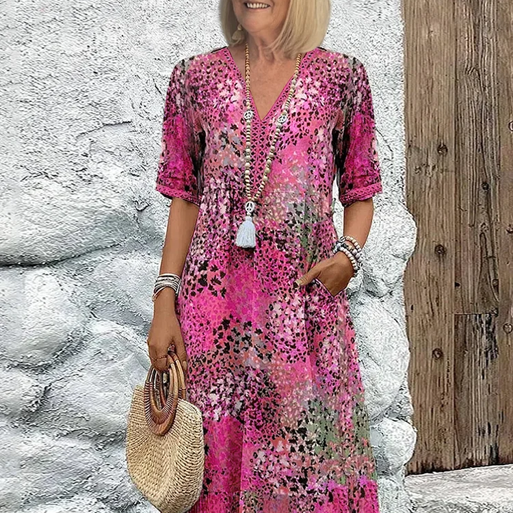 Vanessa Collection | Women's Midi Dress with Relaxed Fit & Pockets | Effortless Style for Any Occasion 3