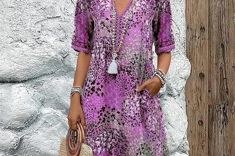 Vanessa Collection | Women's Midi Dress with Relaxed Fit & Pockets | Effortless Style for Any Occasion 4