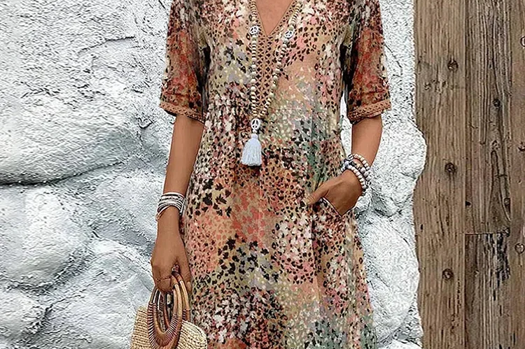 Vanessa Collection | Women's Midi Dress with Relaxed Fit & Pockets | Effortless Style for Any Occasion 5