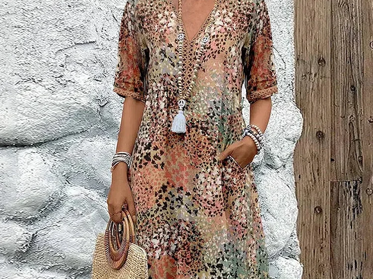 Vanessa Collection | Women's Midi Dress with Relaxed Fit & Pockets | Effortless Style for Any Occasion 5