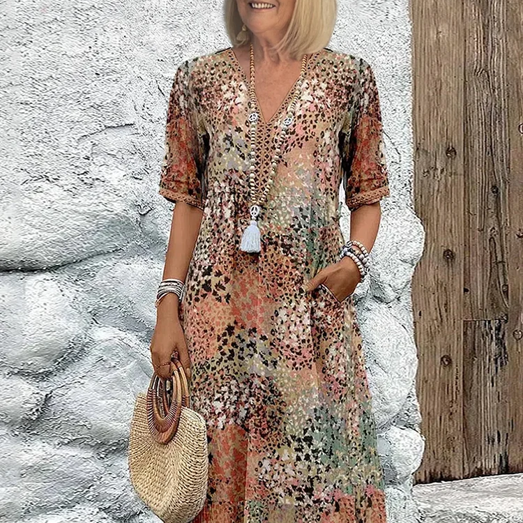 Vanessa Collection | Women's Midi Dress with Relaxed Fit & Pockets | Effortless Style for Any Occasion 5