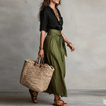 High-Waist Linen Maxi Skirt detail